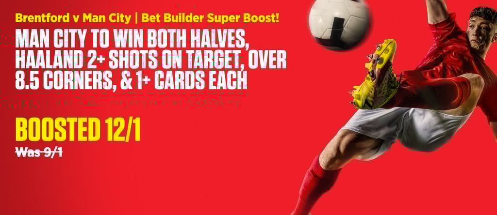 1188x516 Carousel  MAN CITY TO WIN BOTH HALVES HAALAND 2 SHOTS ON TARGET OVER 8 5 CORNERS 1 CARDS EA