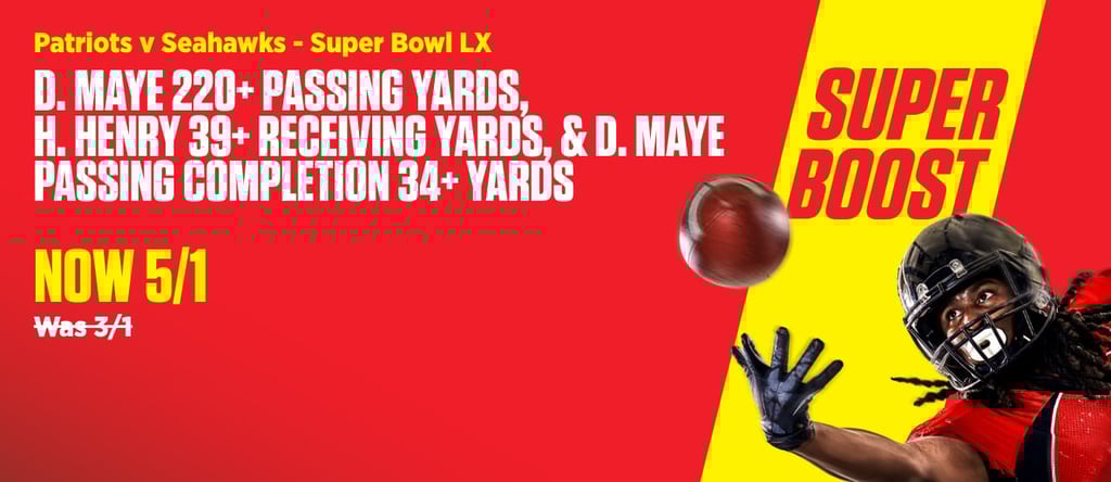 OnSHPP1188x516  D MAYE 220 PASSING YARDS H HENRY 39 RECEIVING YARDS D MAYE PASSING COMPLETION 34 YAR